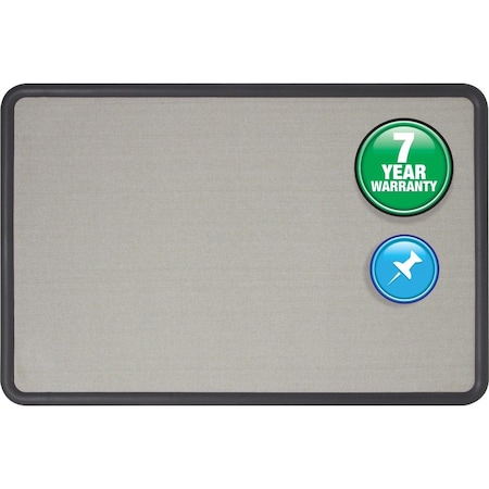 Quartet Bulletin Board, Fabric Surface, 48"x36", Gray/Graphite Frame QRT7694G